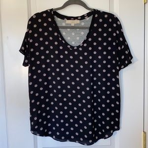 Loft Mixed Media Flutter sleeve top